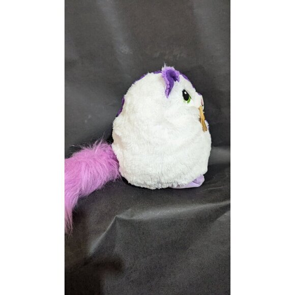 Misfittens Get Meowt! Purple & White Kitten  cat Gold Bowtie Round Plush Toy 9" - Picture 5 of 7